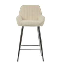 Lakeland Furniture Hamilton Cream Boucle Chrome Fixed Leg Base 1 Bar Stool