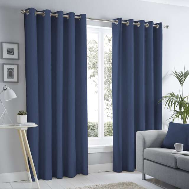 Fusion Sorbonne Eyelet Curtains Navy