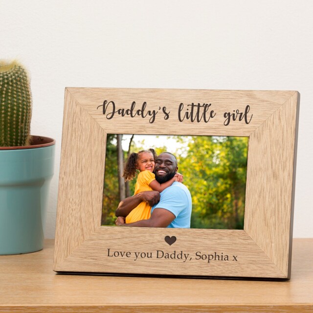 Personalised Daddys little girl or girls Wood Picture Frame 7 x 5 Dad