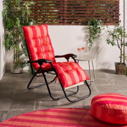 OHS Stripe Gravity Chair Seat Cushion Outdoor Garden Water Resistant Multi Orange/Pink