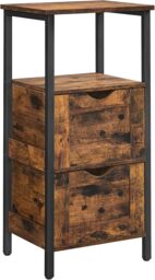 Slim Bathroom Storage Cabinet with 2 Drawers, Freestanding Floor Unit, Rustic Brown & Black