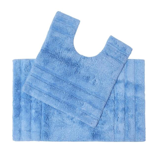 Homescapes Spa Supreme Luxury Blue Bath and Pedestal Mat