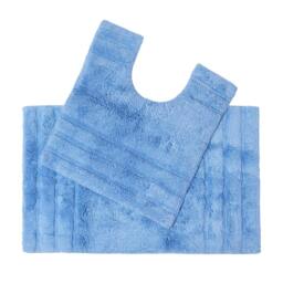 Homescapes Spa Supreme Luxury Blue Bath and Pedestal Mat