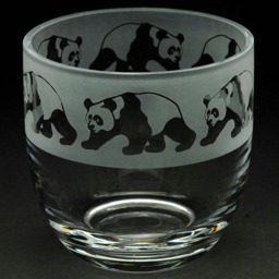 Animo Glass Candle Holder Engraved Pot Panda