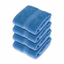 Homescapes Turkish Cotton Cobalt Blue Face Cloth - Set of 4