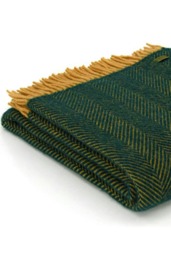 Lifestyle Herringbone Throw/Blanket - Emerald/Mustard