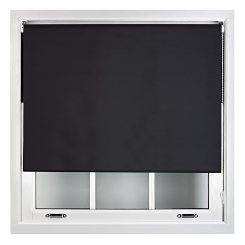 Blackout Roller Blind 215cm Wide x 165cm Long Metal Fittings Black Black