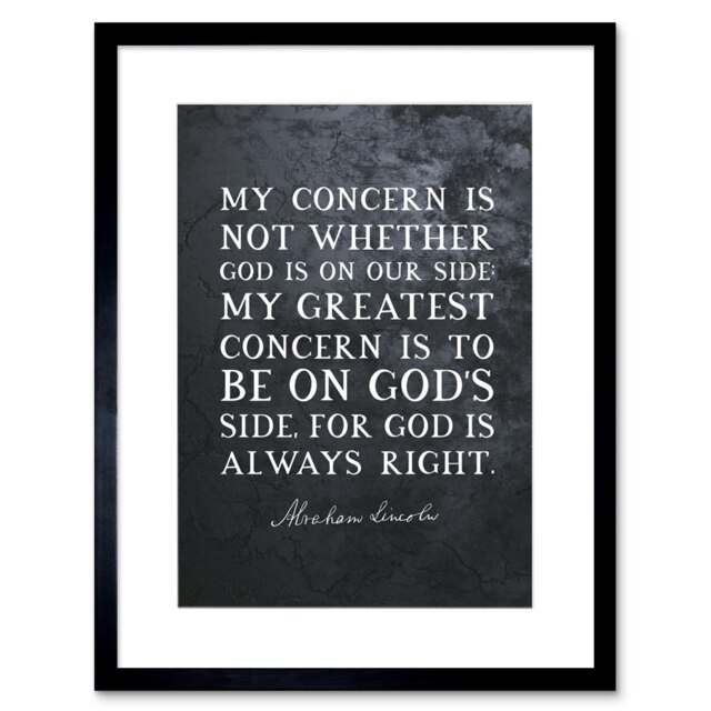 "Slate Quote Abraham Lincoln Gods Side 9x7"" Black Framed Wall Art Print"