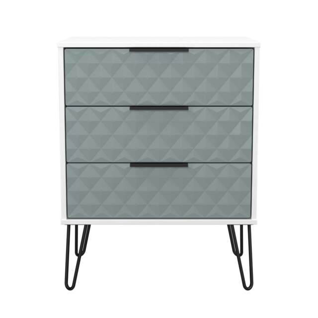 Islay 3 Drawer Midi Chest of Drawers in Duck & White Matt (Ready Assembled) Blue Duck & White Matt