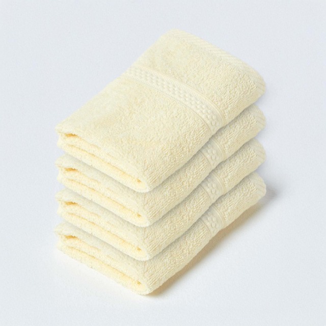 Homescapes Turkish Cotton Face Cloth - Set of 4, Yellow