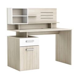 FURNICOMP Jade 1 Door 1 Drawer Matt White and Oak Office Desk