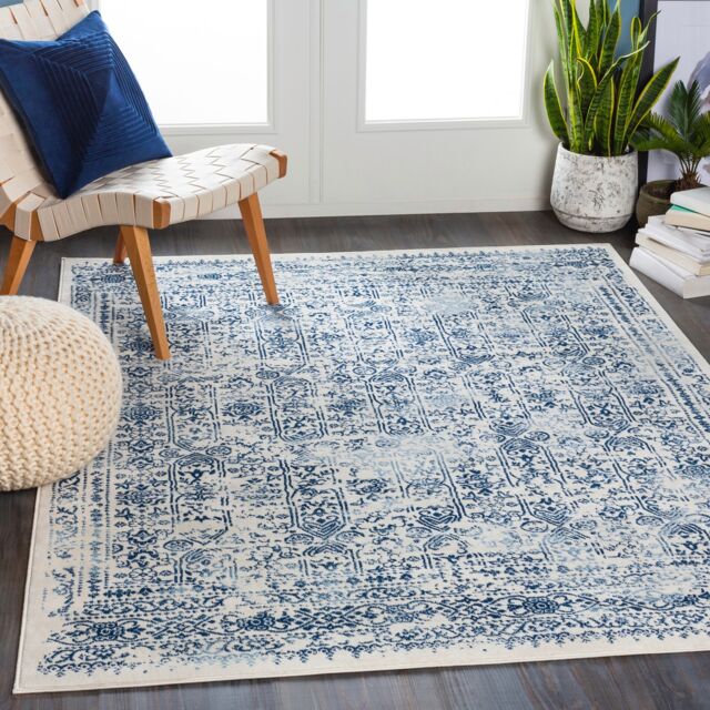 LIVABLISS Roma-Vintage Traditional Boho Rug 200 x 275 cm Blue White