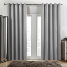 "OHS Blackout Thermal Eyelet Curtains, 66x90"" - Silver"