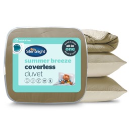 Silentnight Summer Breeze 2.5 Tog Coverless Duvet and Pillowcase Set, Olive and Cream Green Olive