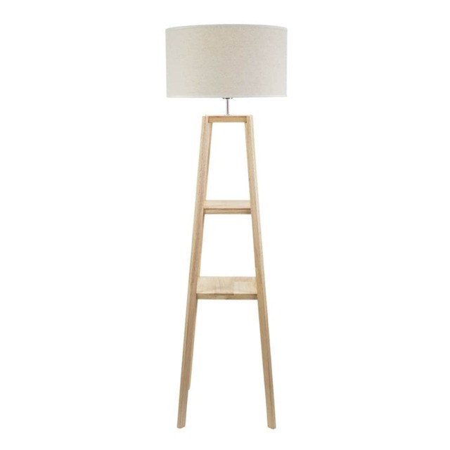 ValueLights Lottie Black Wood Tripod Floor Lamp Black Trim Shade and Bulb