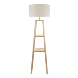 ValueLights Lottie Black Wood Tripod Floor Lamp Black Trim Shade and Bulb