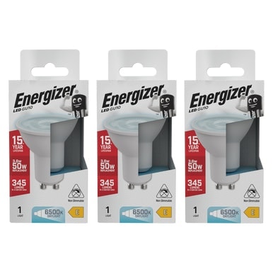 Energizer LED GU10 345lm 3.6W 6500K (Daylight) Light Bulb - Pack of 3