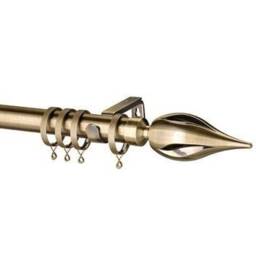 25-28mm Lola End Antique Brass Metal Curtain Pole Set 170 - 300cm Bronze Bronze