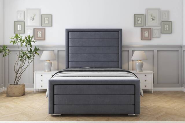 "Sloomy Ashford Steel Plush Bed Frame With Mattress With 50"" Upholstered Headboard 5' King"
