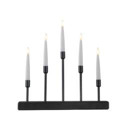 32cm Battery Operated Light up Black Metal Christmas Candlebridge with 5 Warm White LEDs