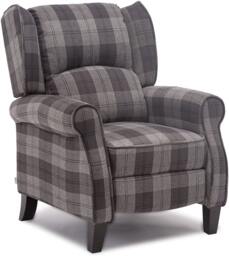 Windsor Wingback Signature Linen Tweed Pushback Recliner Armchair Grey Grey