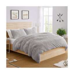 Ezysleep Faux Fur Duvet Cover Set Soft Cozy Luxurious Bed Linen Easy Care Pink Pink