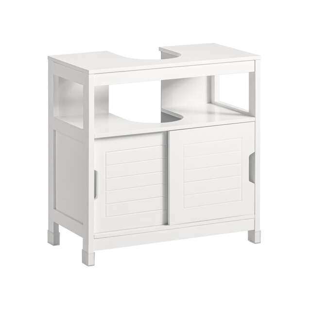 SoBuy FRG128-II-W,Under Sink Bathroom Cabinet with Sliding Doors
