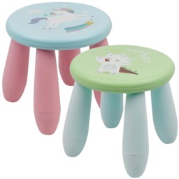Stool Seat 2x21cm Kids Child Colourful Plastic Chair Nursery Indoor Multi Multicoloured 1 of each