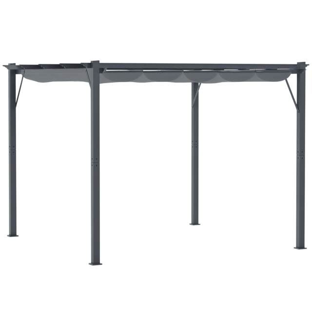 Outsunny 3x3(m) Pergola Gazebo Sun Shade Shelter Aluminium Garden Canopy, Grey Grey 1
