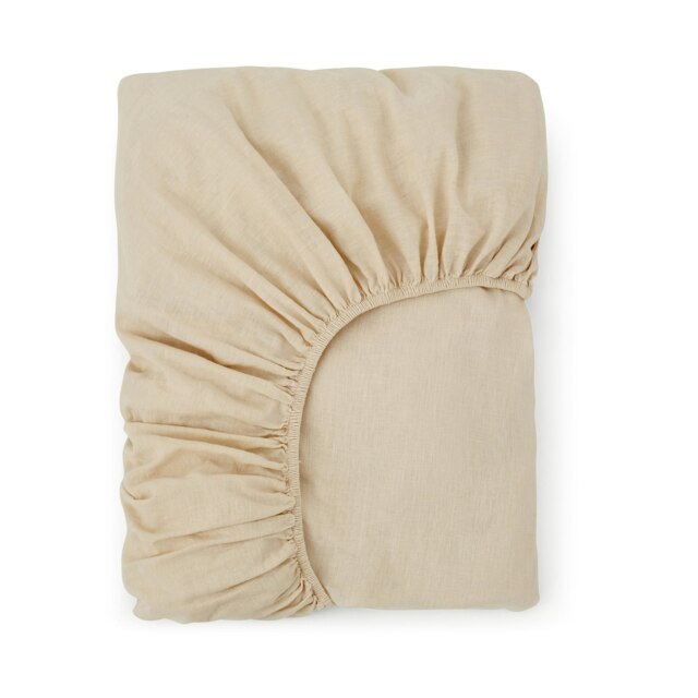 Touch Of Linen - Creamy Almond - Fitted Sheet Cream Creamy Almond Single