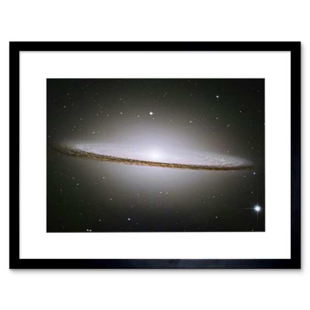 "Hubble Space Majestic Sombrero Galaxy M104 Messier 104 9x7"" Black Framed Wall Art Print"