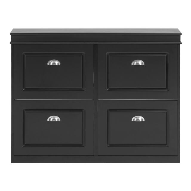 SoBuy FSR79-SCH,4 Flip-Drawer Shoe Rack Cabinet Storage 16 Pairs Black Black 1