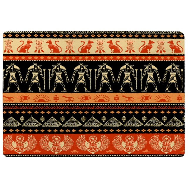 Egyptian Heiroglyphs In Orange & Black Rug Multi