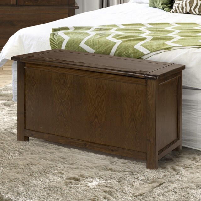 Boston Storage Trunk Ottoman - Dark Brown Oriental Pine Blanket Box, Toy Chest and Coffee Table for Home Storage Brown Dark Brown One Size 1