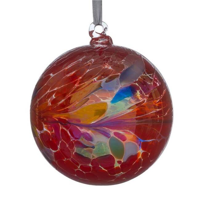 Sienna Glass Hanging Ornament 10cm Friendship Ball - Red