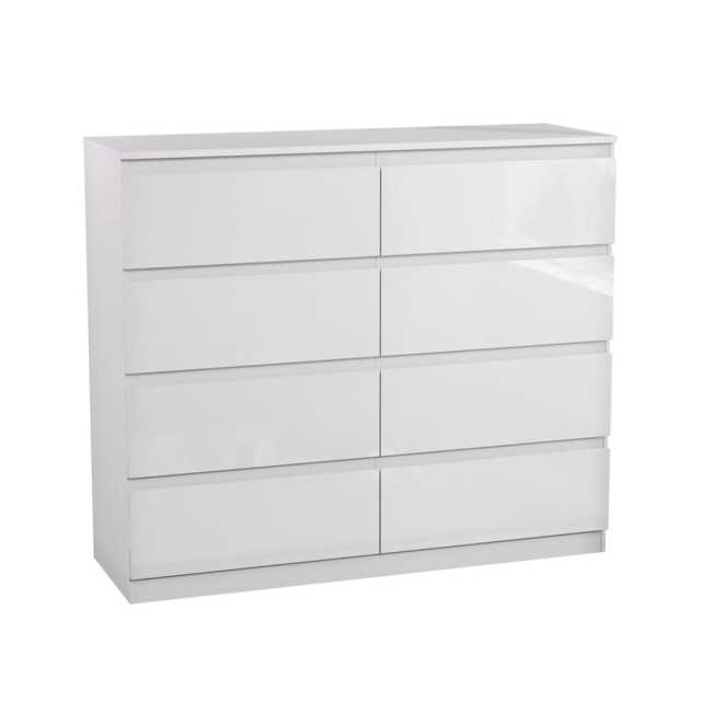 Fairfield Minimalist Large Chest of Drawers 8 Draw In Gloss White White White 1