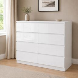Fairfield Minimalist Large Chest of Drawers 8 Draw In Gloss White White White 1