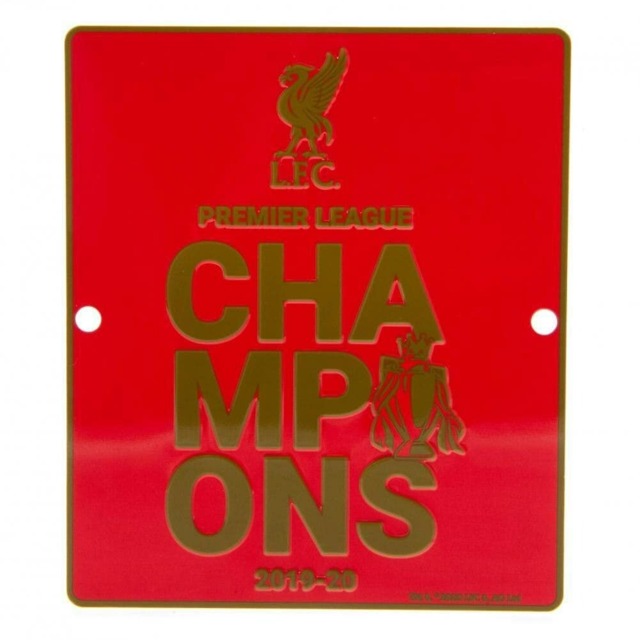 Liverpool FC Premier League Champions Window Sign - Red/Gold - One Size