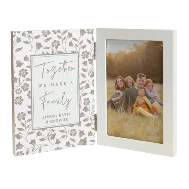 Personalised Family Wooden Hinged 6x4 Photo Frame White One Size