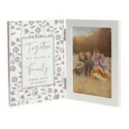 Personalised Family Wooden Hinged 6x4 Photo Frame White One Size