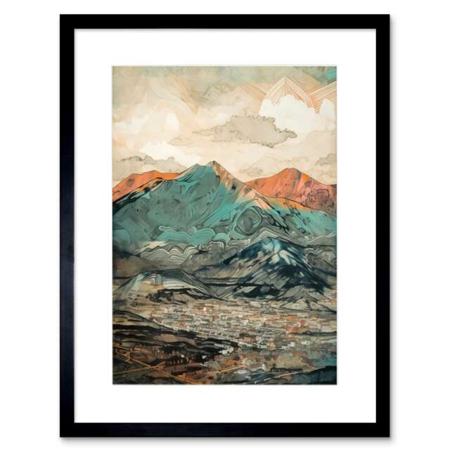 "Sunrise Lienz Austria City Under Mountain Range 9x7"" Black Framed Wall Art Print"