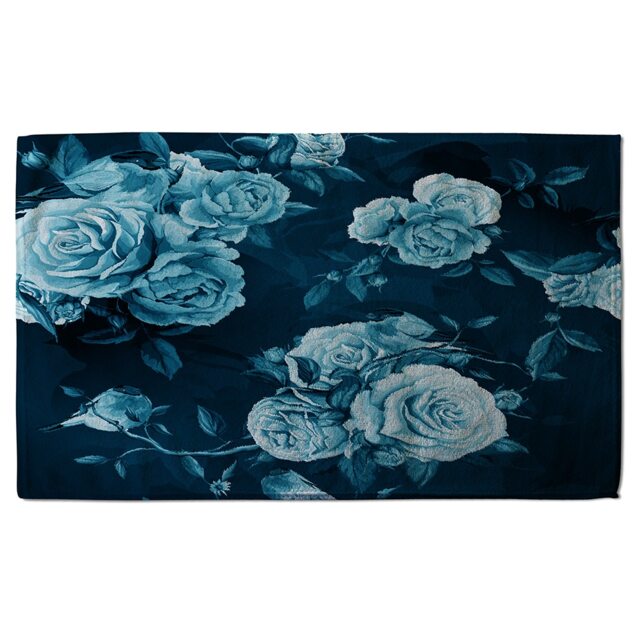 Winter Blue Roses Soft Bath Towel Multi