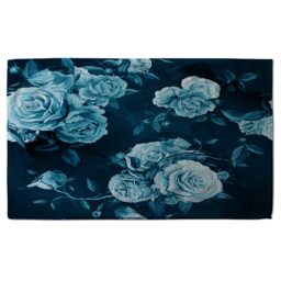 Winter Blue Roses Soft Bath Towel Multi