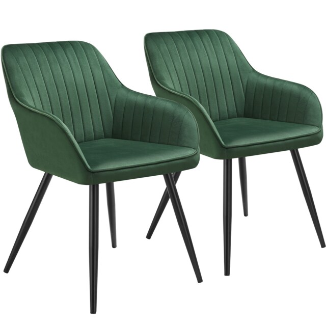 Chair Marilyn - velvet look, quilted, continuous backrest, slim steel legs Green dark green / black One Size 2