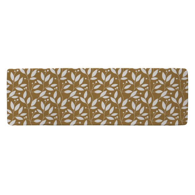 White Leaves Runner Rug Multi