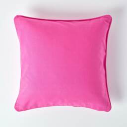 Homescapes Cotton Plain Cerise Cushion Cover - 30 x 30 cm Pink Cerise 30 x 30 cm