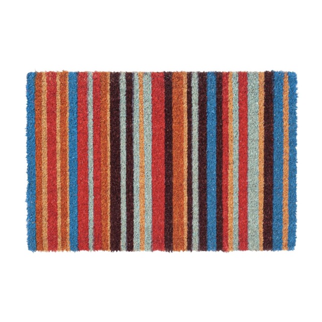 Nicola Spring Coir Door Mat - 90 x 60cm - Pinstripe - Indoor Outdoor Floor Mat Dirt Trapper Rug Non Slip Backing Doormat