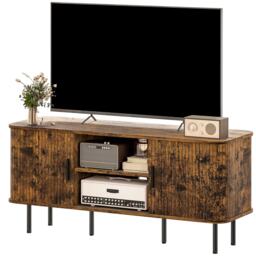 Industrial TV Stand Unit With Storage Cabinets Rustic