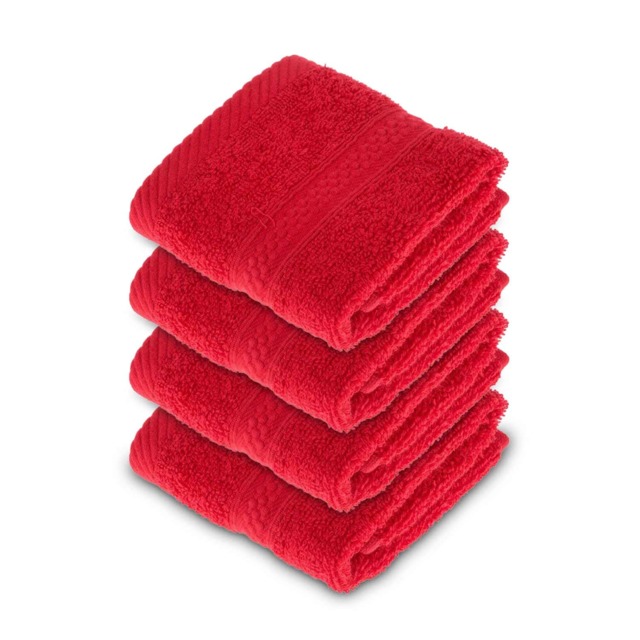 Homescapes Turkish Cotton Red Face Cloth - Set of 4
