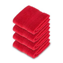 Homescapes Turkish Cotton Red Face Cloth - Set of 4